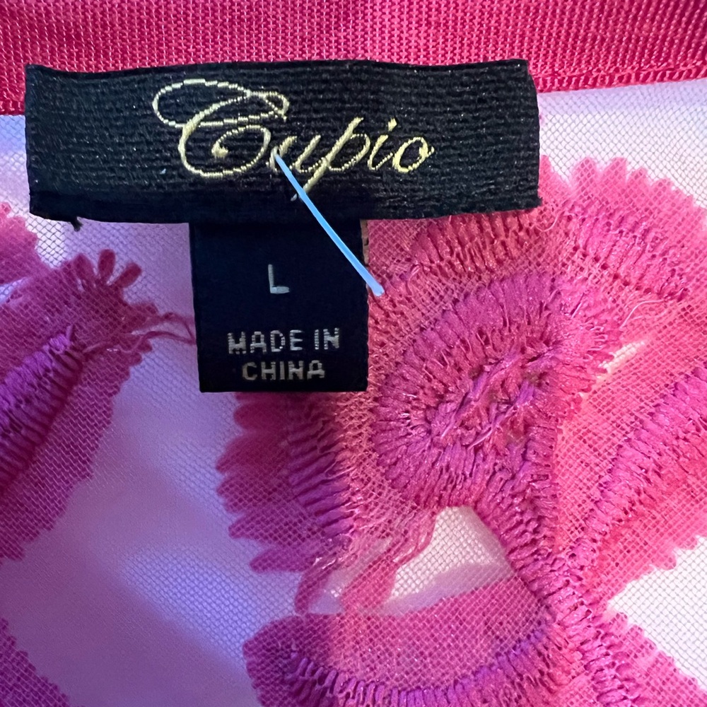 Cupio Pink Sheer Floral open front Cardigan - Picture 5 of 7